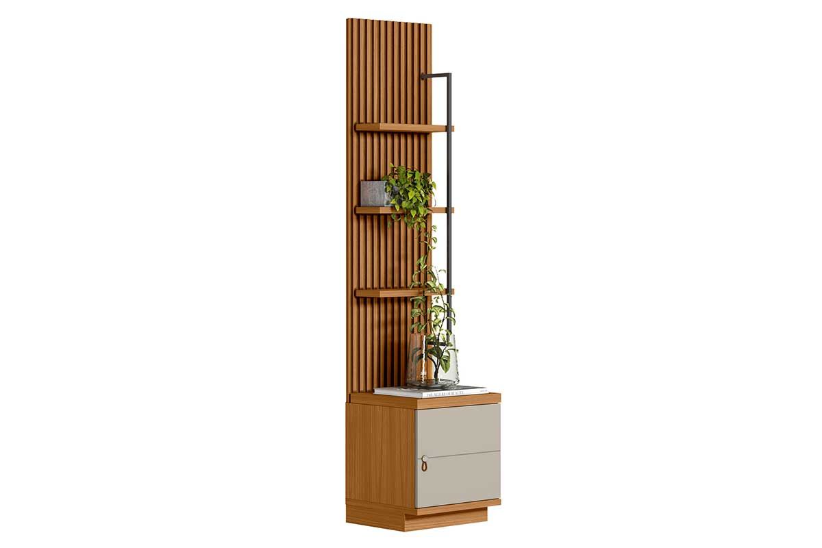 Rack Bancada p/ TV Ouro Preto Ripado 1 Pta 3 Prat 44x198cm Linea Brasil