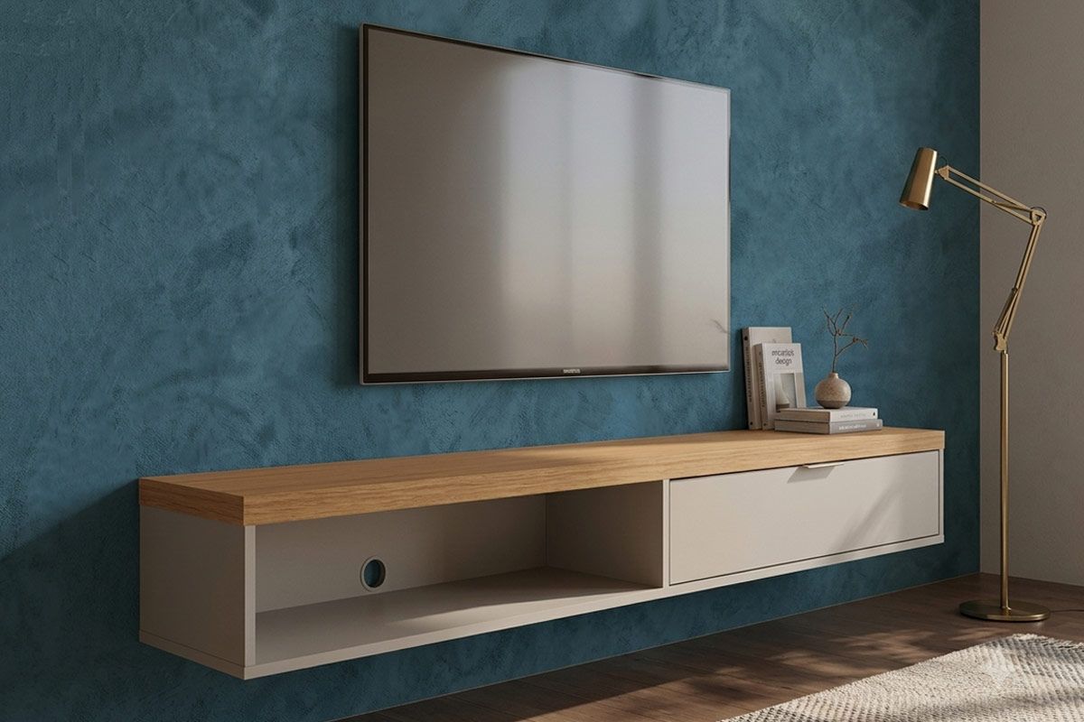 Rack Bancada p/ TV Modular 1.4 c/1 Gaveta Painel / Parede 136x033 Linea Brasil