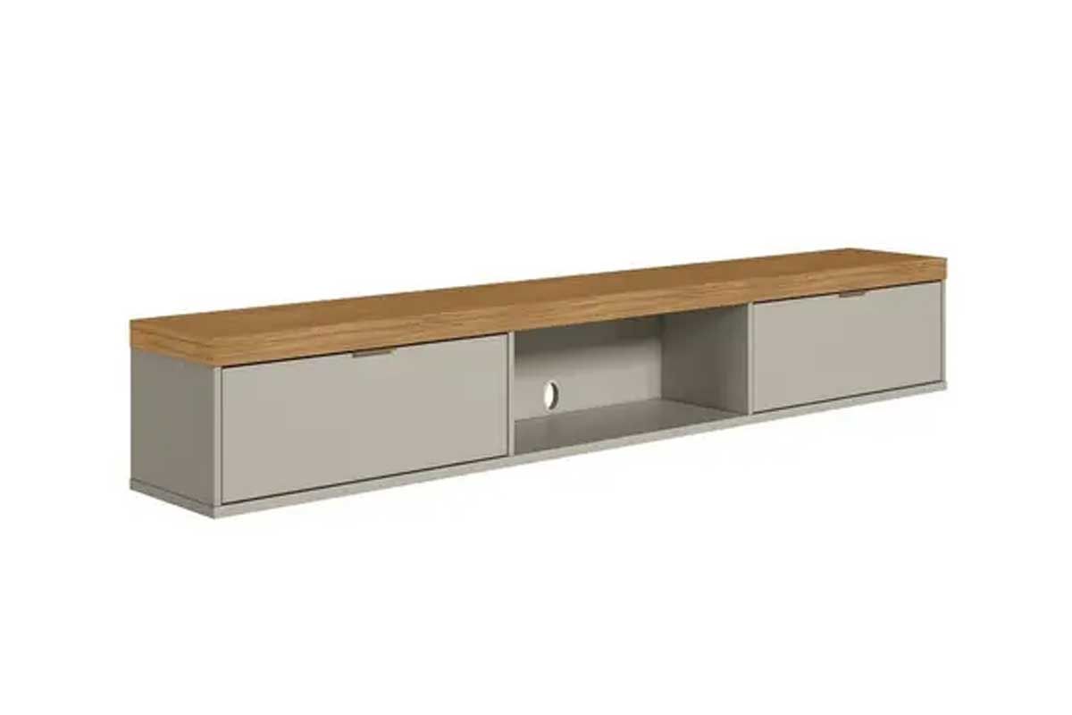 Rack Bancada p/ TV Modular 2.2 Curvo c/2 Gavetas Painel / Parede 218x033 Linea Brasil