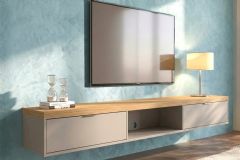Rack Bancada p/ TV Modular 2.2 Curvo c/2 Gavetas Painel / Parede 218x033 Linea Brasil