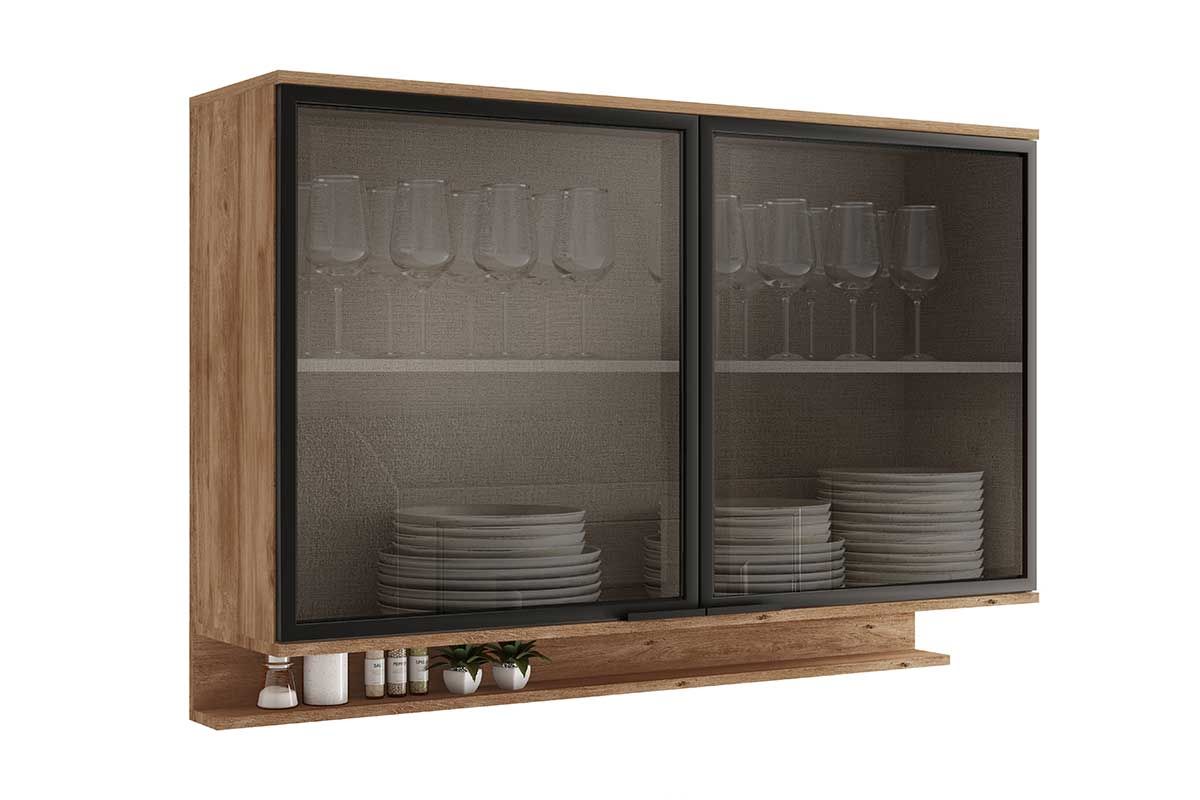Armário Aéreo Cozinha Carraro Alpha 2500 c/2 Portas c/Vidro 120cm