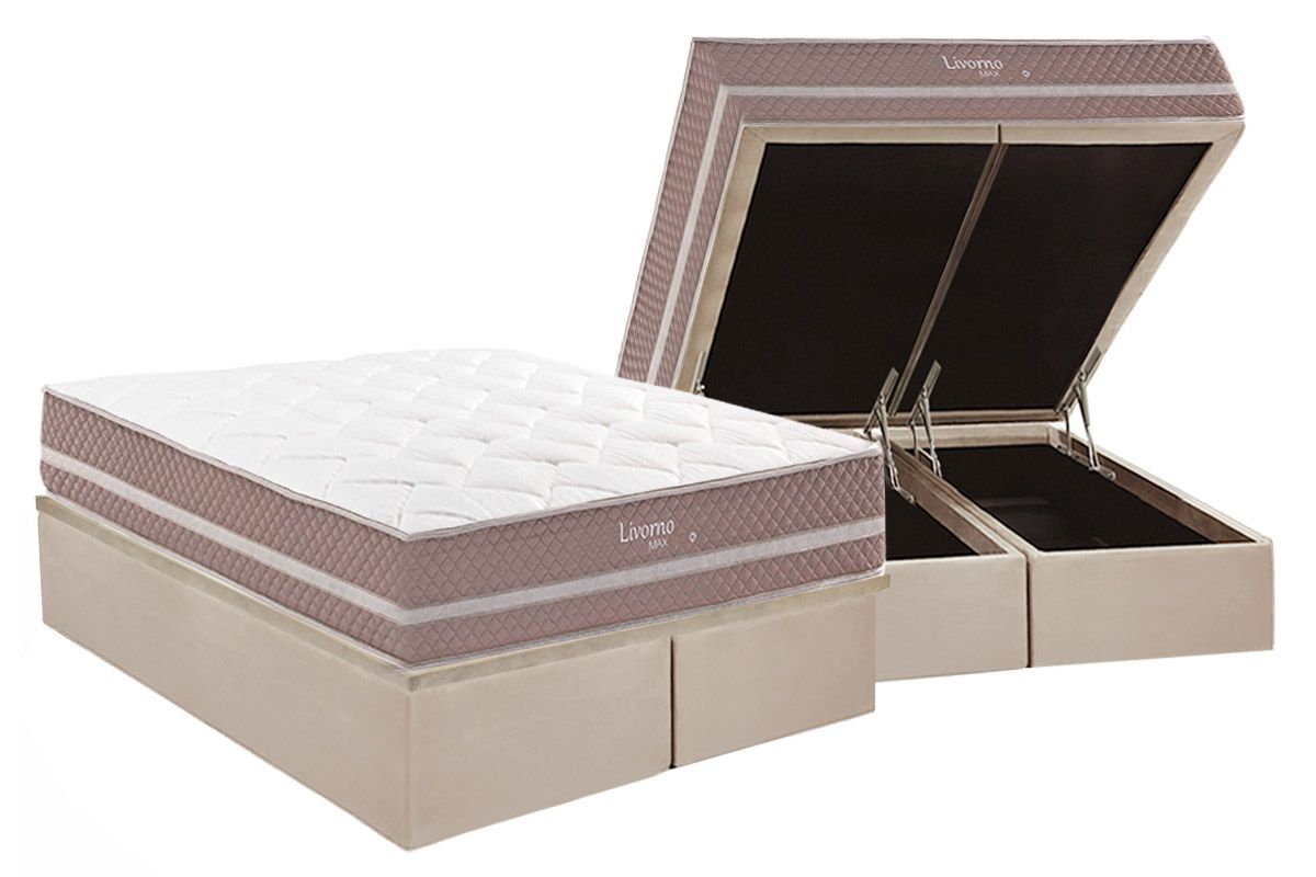 Cama Box Baú CRC +Colchão Molas Livorno Herval