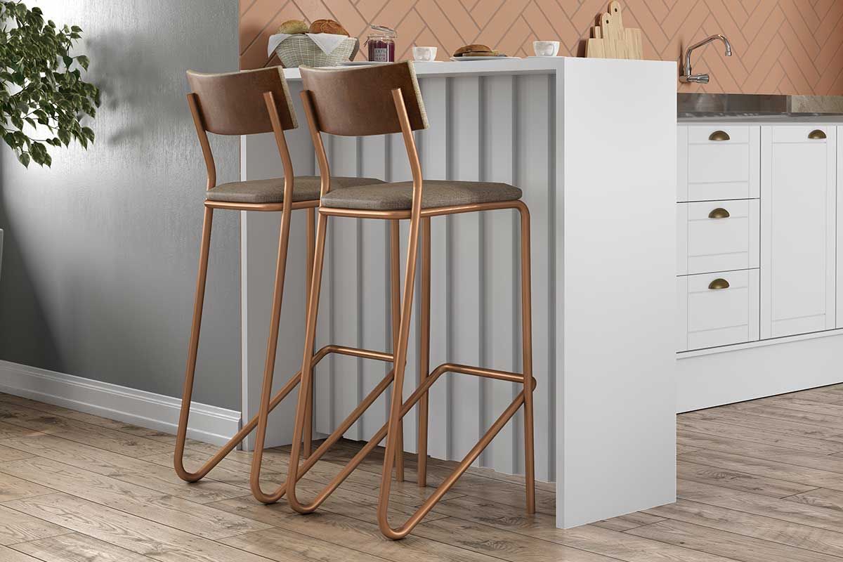 Bancada Ilha Cozinha Carraro Bella 2613 120cm e 2 Banquetas 1747