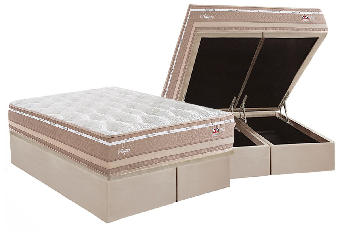 Cama Box Baú CRC +Colchão Molas Angres Herval