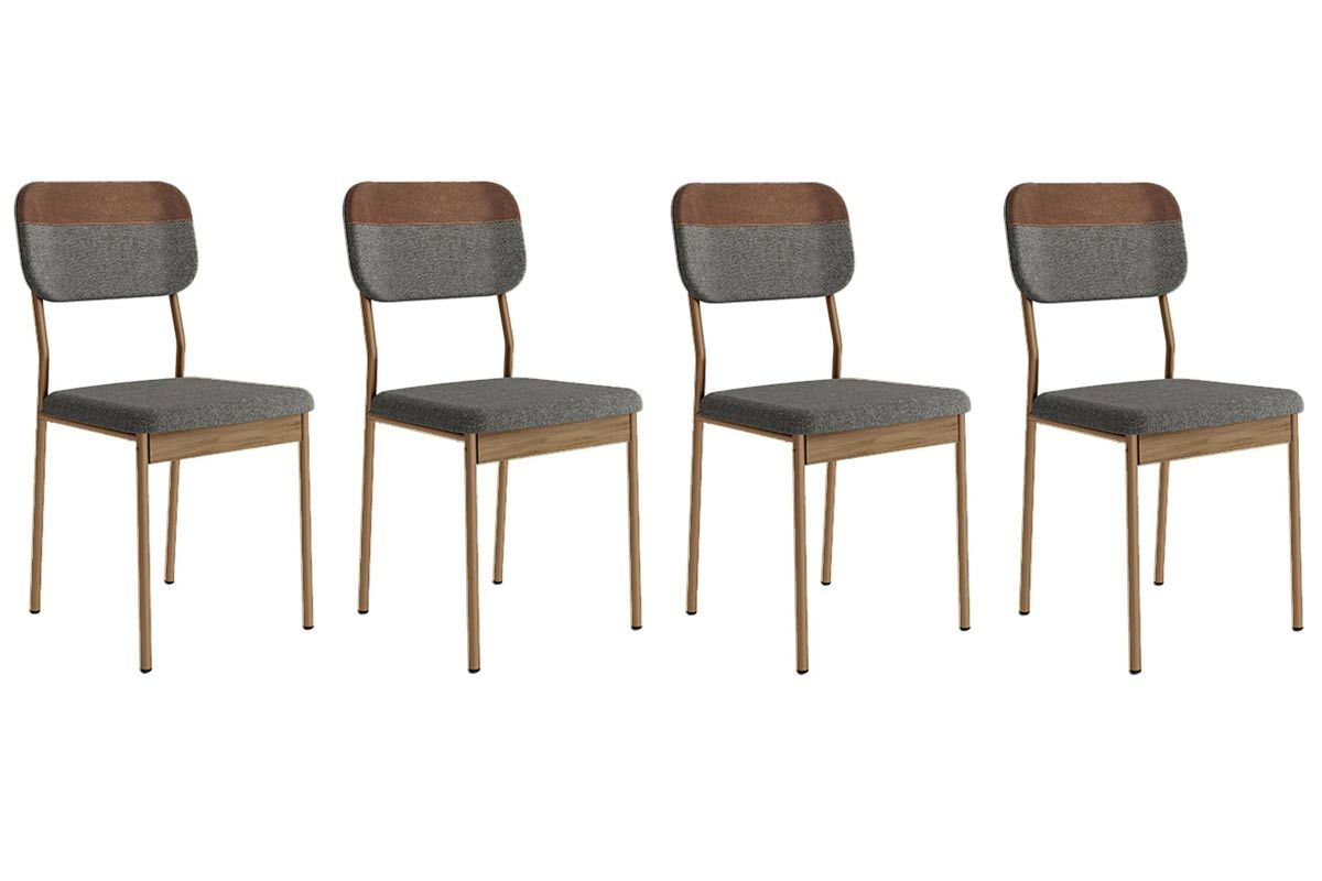 Cadeira Sala de Jantar Valle 1755 Aço Kit 4 Uni - Carraro