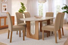 Sala Jantar Mesa Valentina Oval 210cm + 6 Cadeiras Fernanda - Cimol