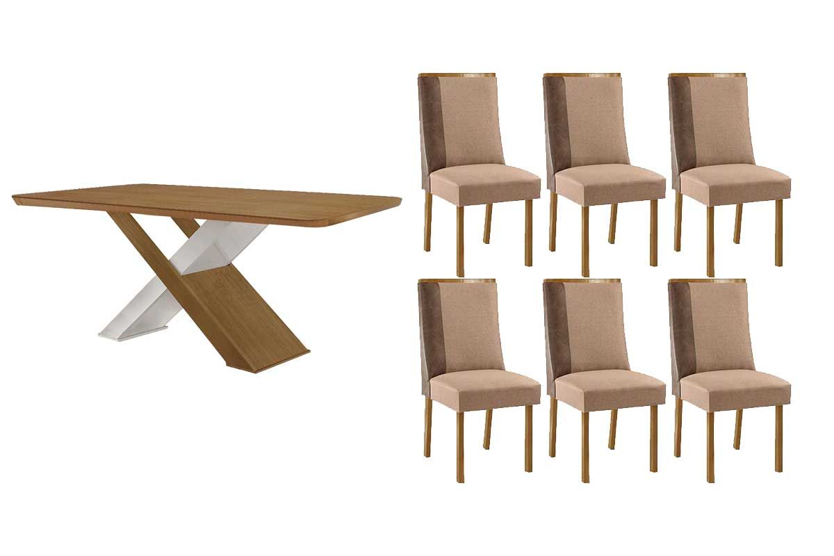 Sala Jantar Mesa Imperatriz Curvo 180cm + 6 Cadeiras Tilia - Rufato