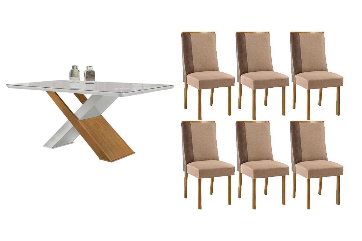 Sala Jantar Mesa Imperatriz Curvo 180cm + 6 Cadeiras Tilia - Rufato
