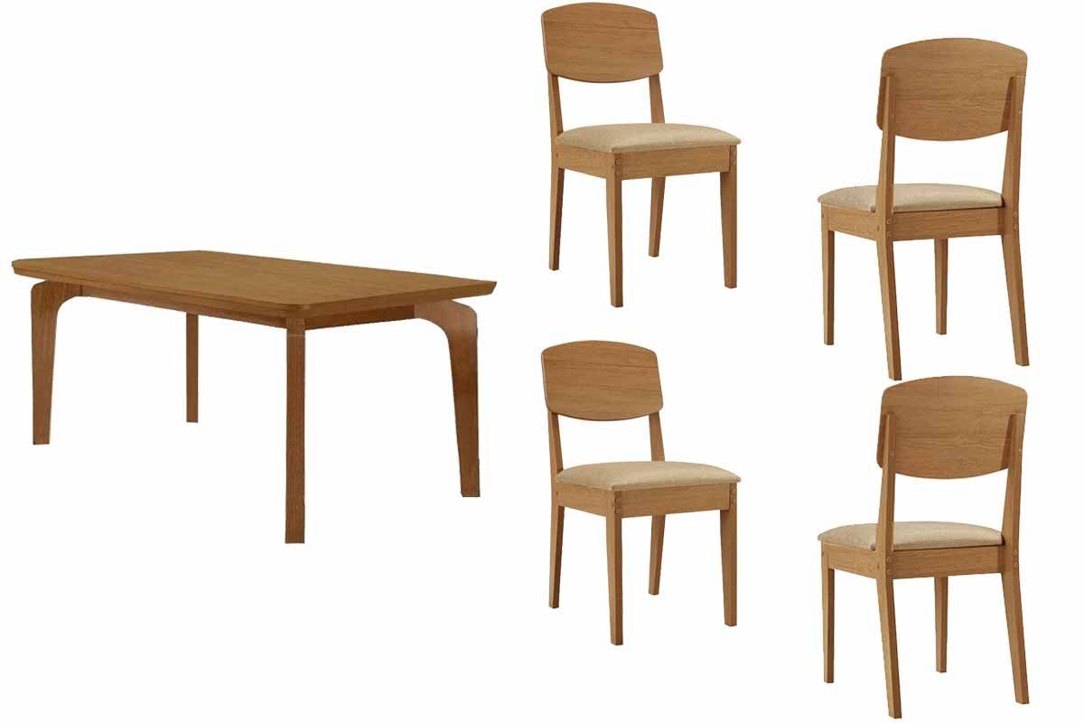 Sala Jantar Mesa Londrina Curvo 120cm + 4 Cadeiras Havana - Rufato