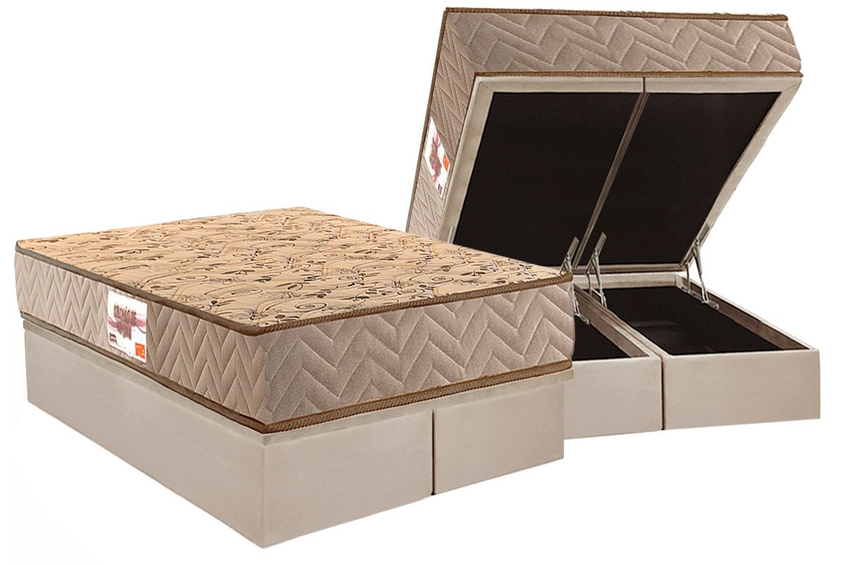 Cama Box Baú CRC +Colchão Ortopédico Royalle Paropas