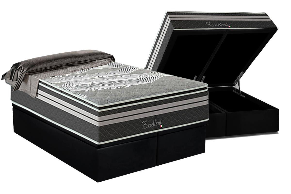 Cama Box Baú CRC +Colchão Molas Excellent Paropas