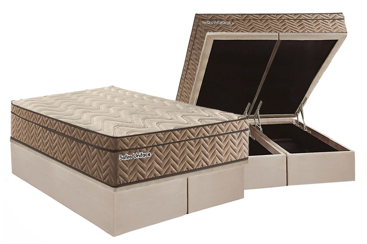 Cama Box Baú CRC +Colchão Molas Safira Paropas
