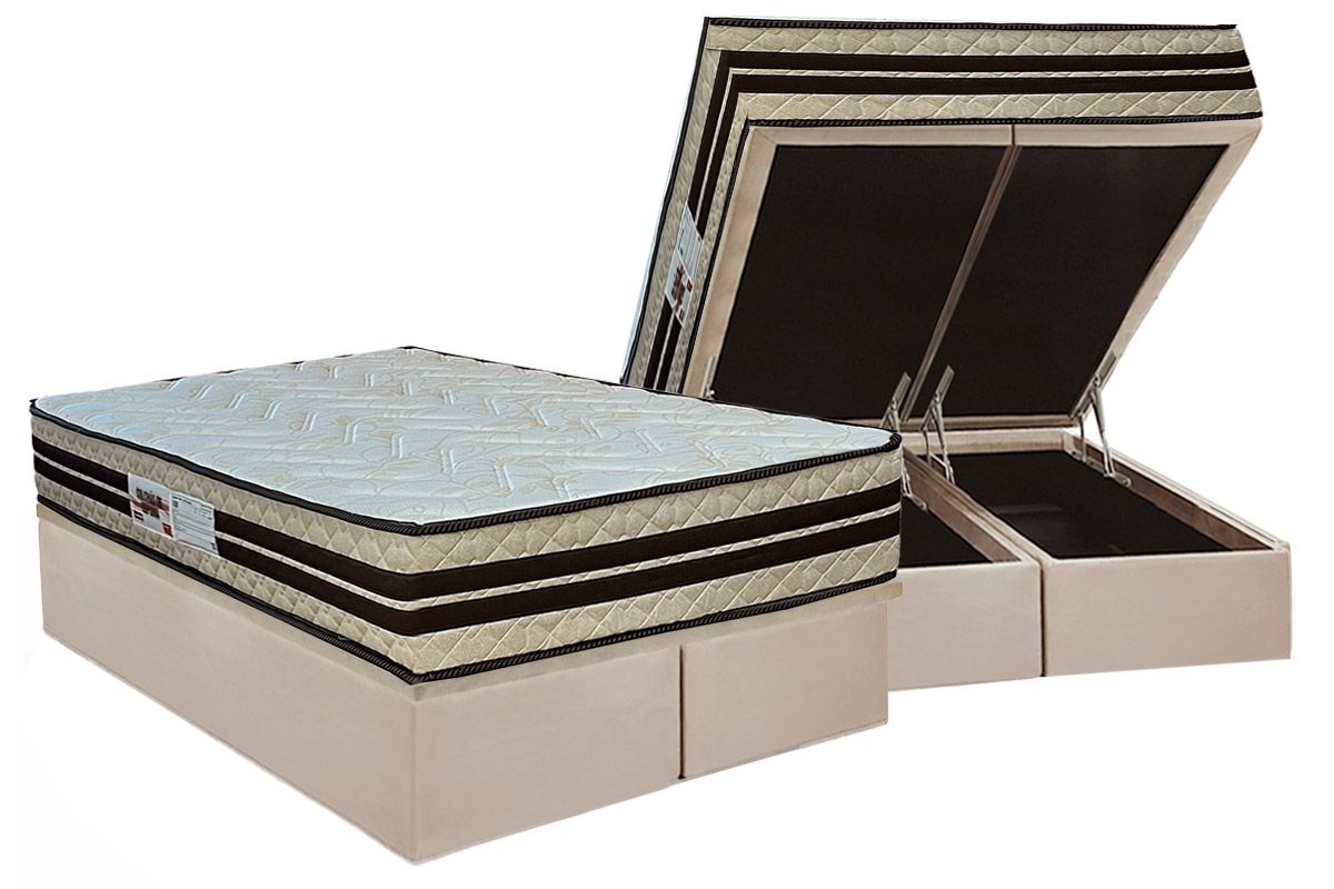 Cama Box Baú CRC +Colchão Ortopédico Confort Paropas