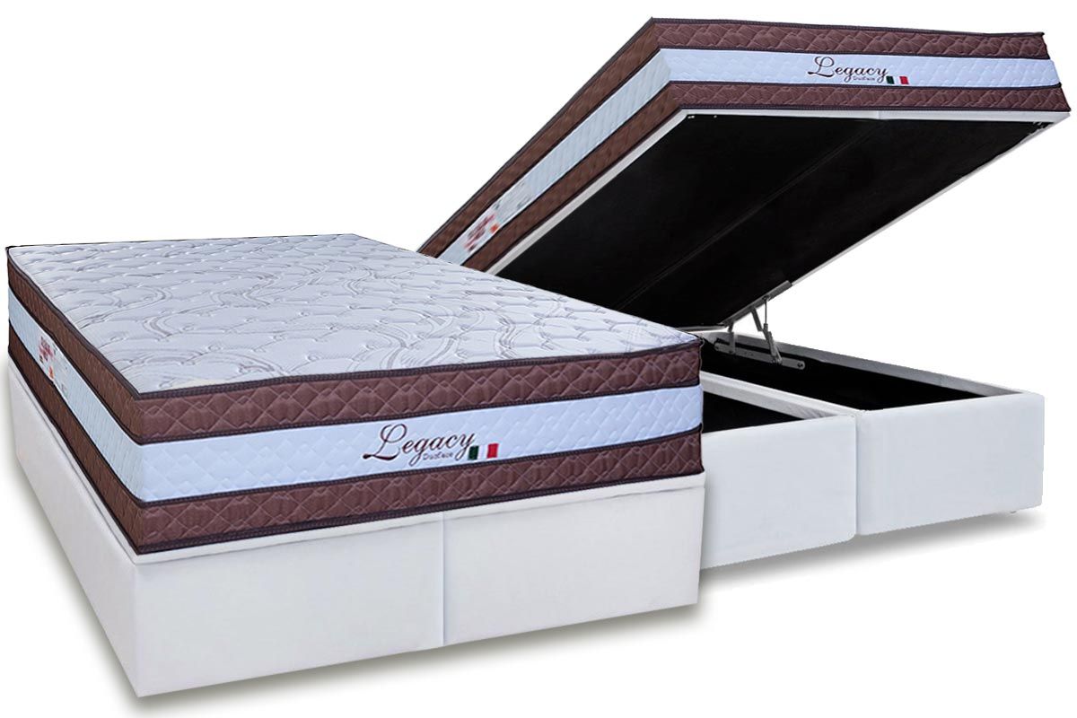 Cama Box Baú CRC +Colchão Molas Legacy Paropas