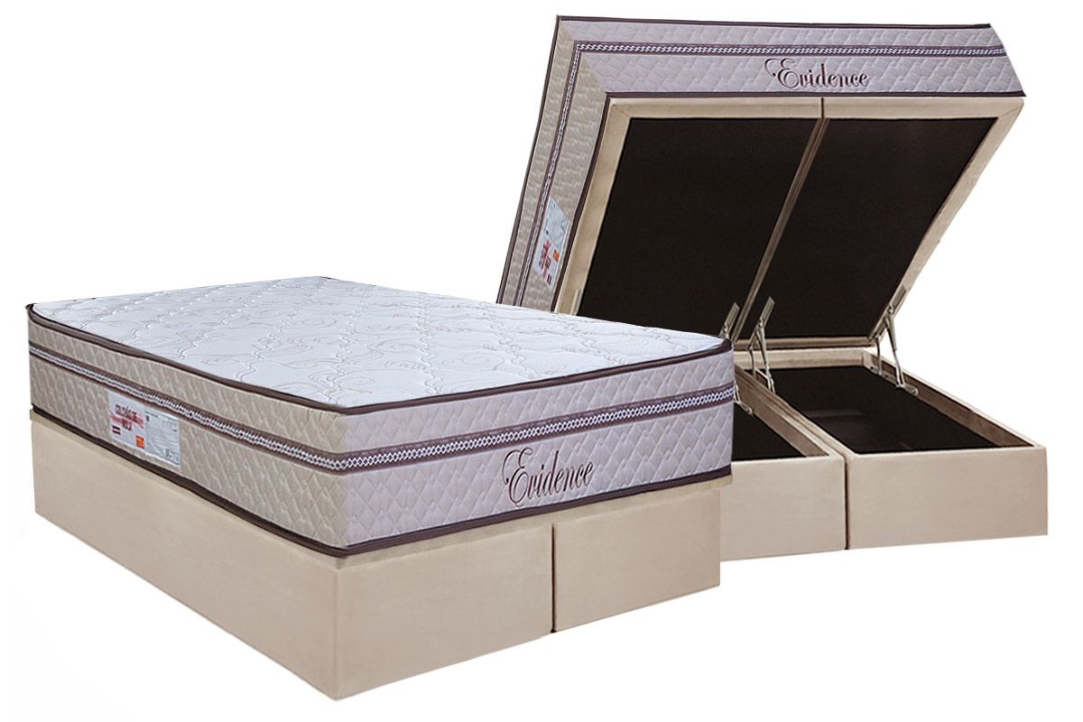 Cama Box Baú CRC +Colchão Molas Evidence Paropas