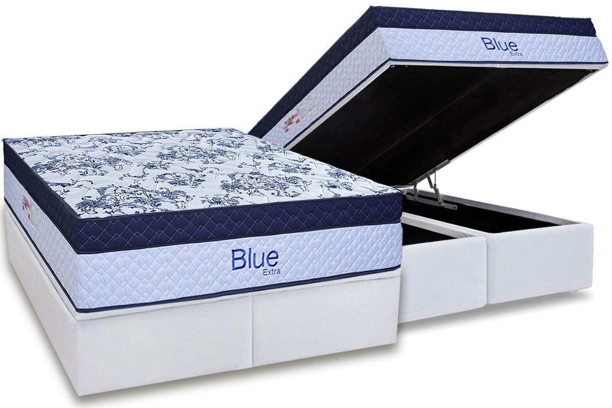 Cama Box Baú CRC +Colchão Molas Blue Paropas