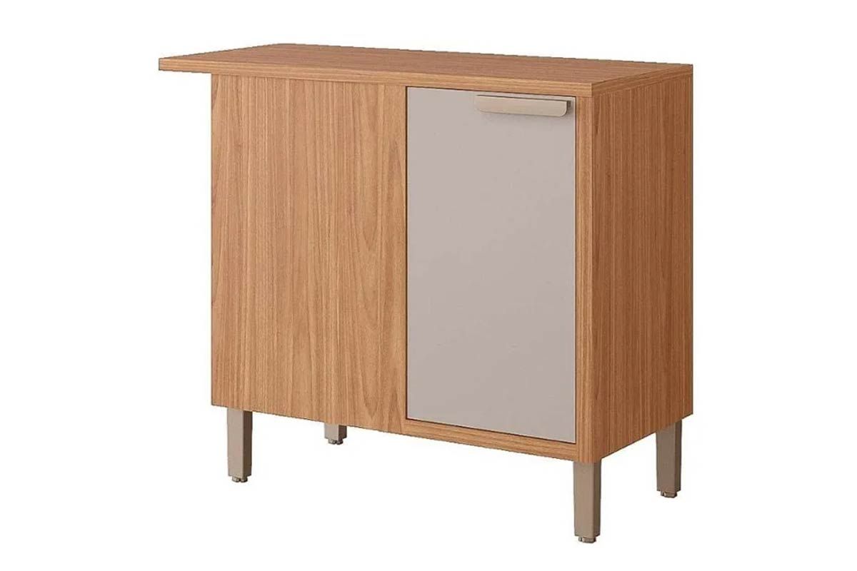 Balcão Cozinha MGM c/Tampo Estela Nicho de Canto c/1 Porta 92cm Cinamomo/Platina