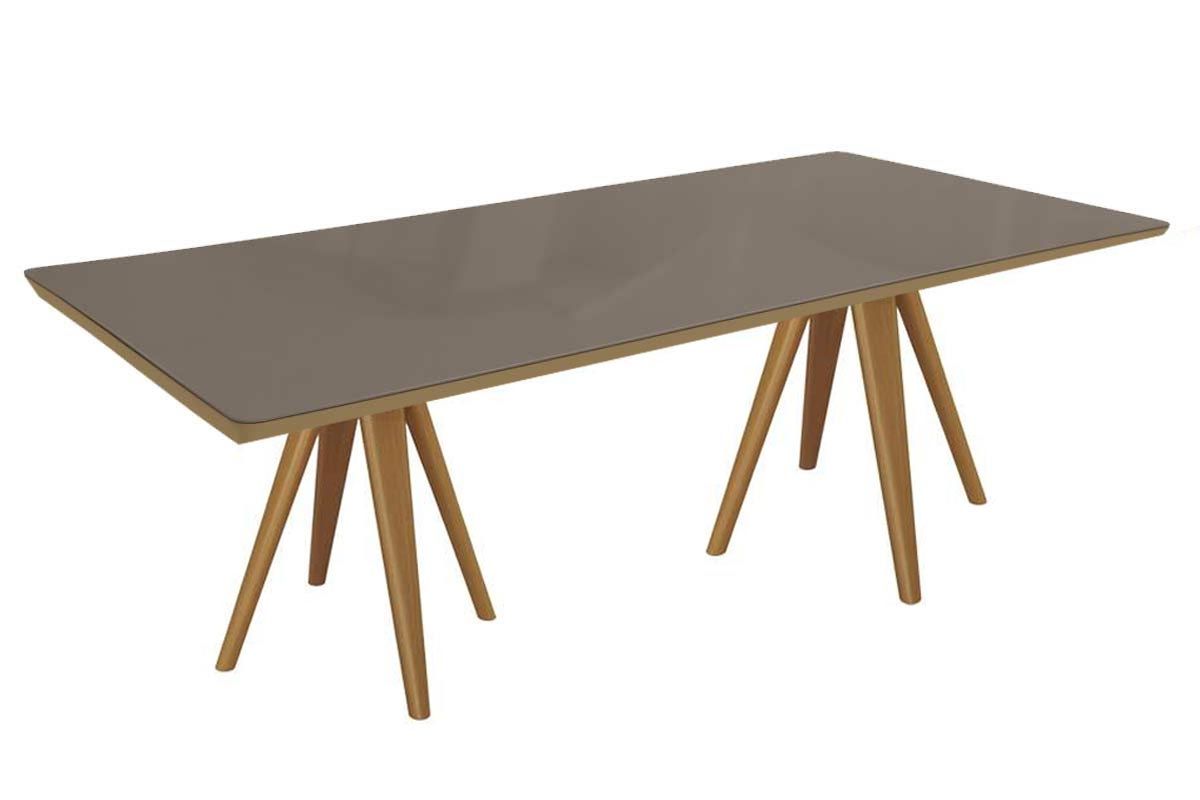 Mesa Jantar Duna Madeira Maciça c/ Tampo Madeirado c/ Vidro 200x100cm Kappesberg