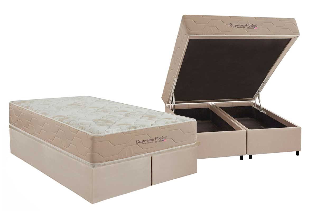 Cama Box Baú Filhão +Colchão Molas Supreme Inovaflex