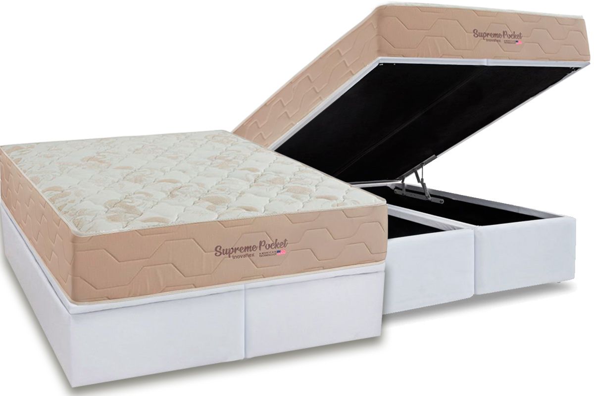 Cama Box Baú CRC +Colchão Molas Supreme Inovaflex