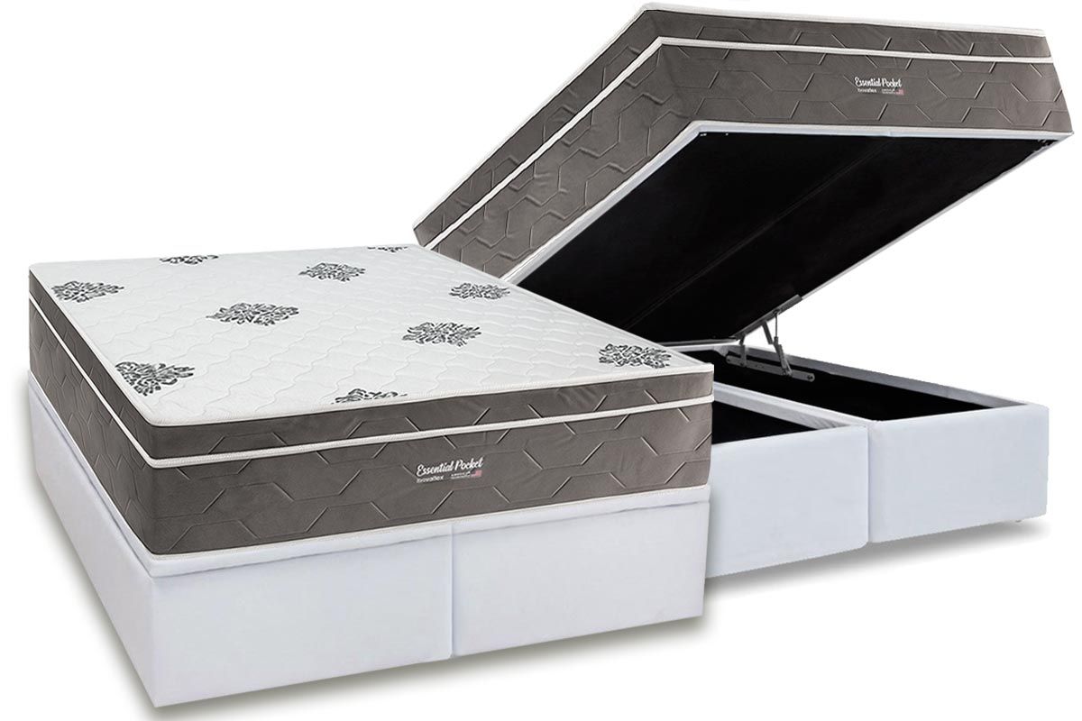 Cama Box Baú CRC +Colchão Molas Essential Inovaflex