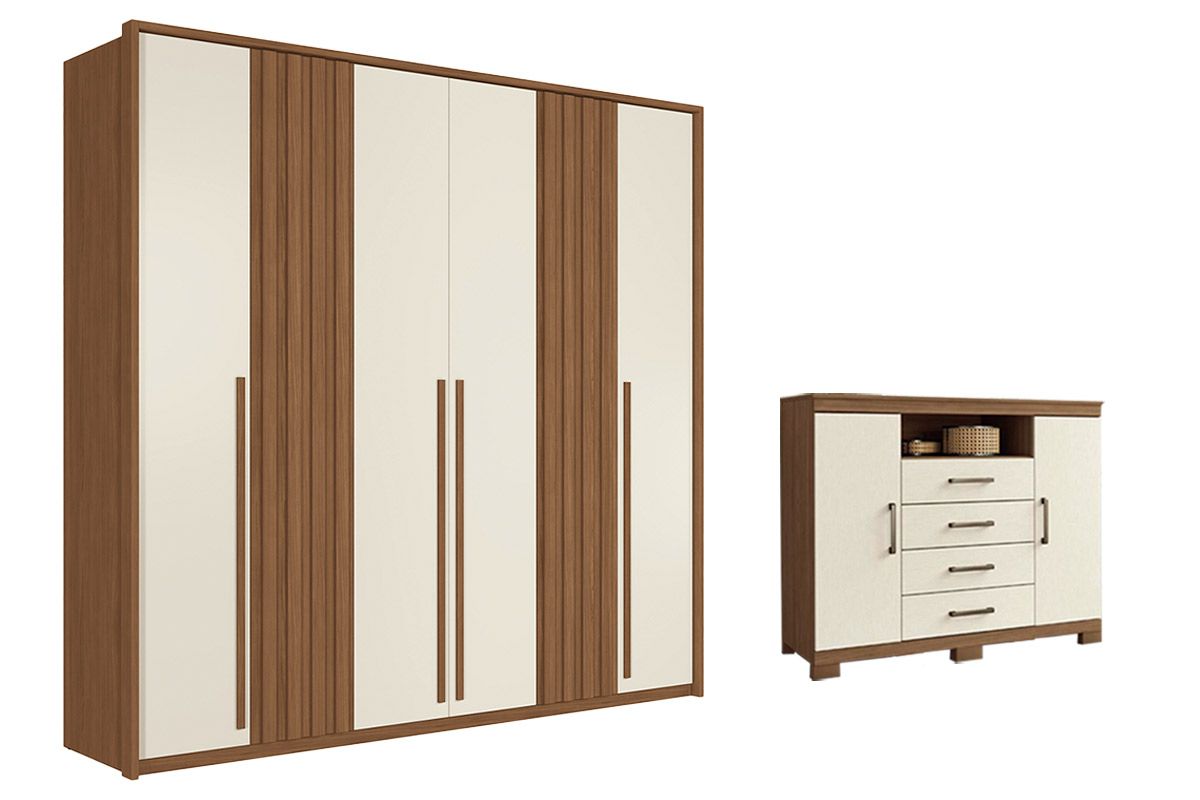 Guarda Roupa Casal + Cômoda QC409 Santos Andirá