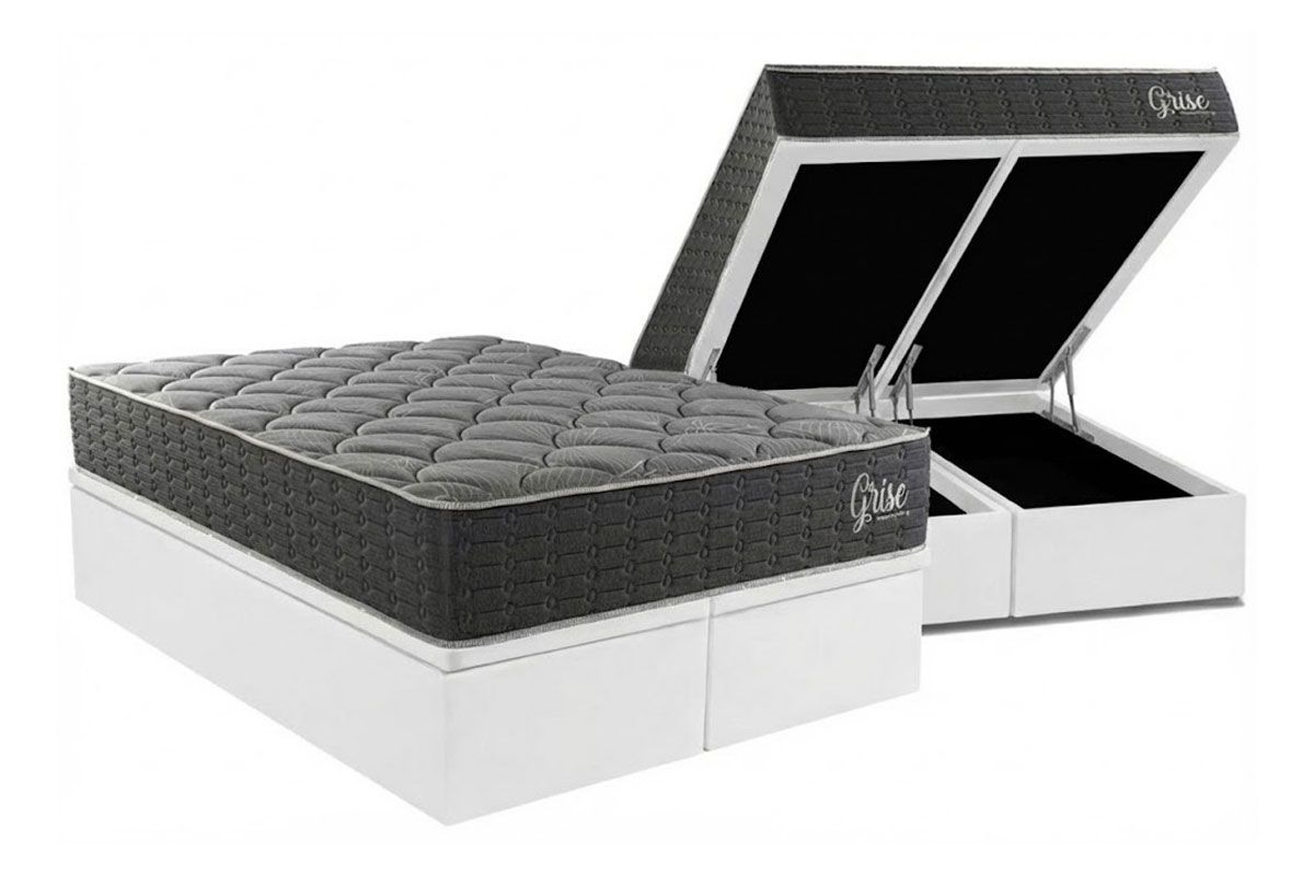 Cama Box Baú CRC +Colchão Ortopédico Grise Kappesberg
