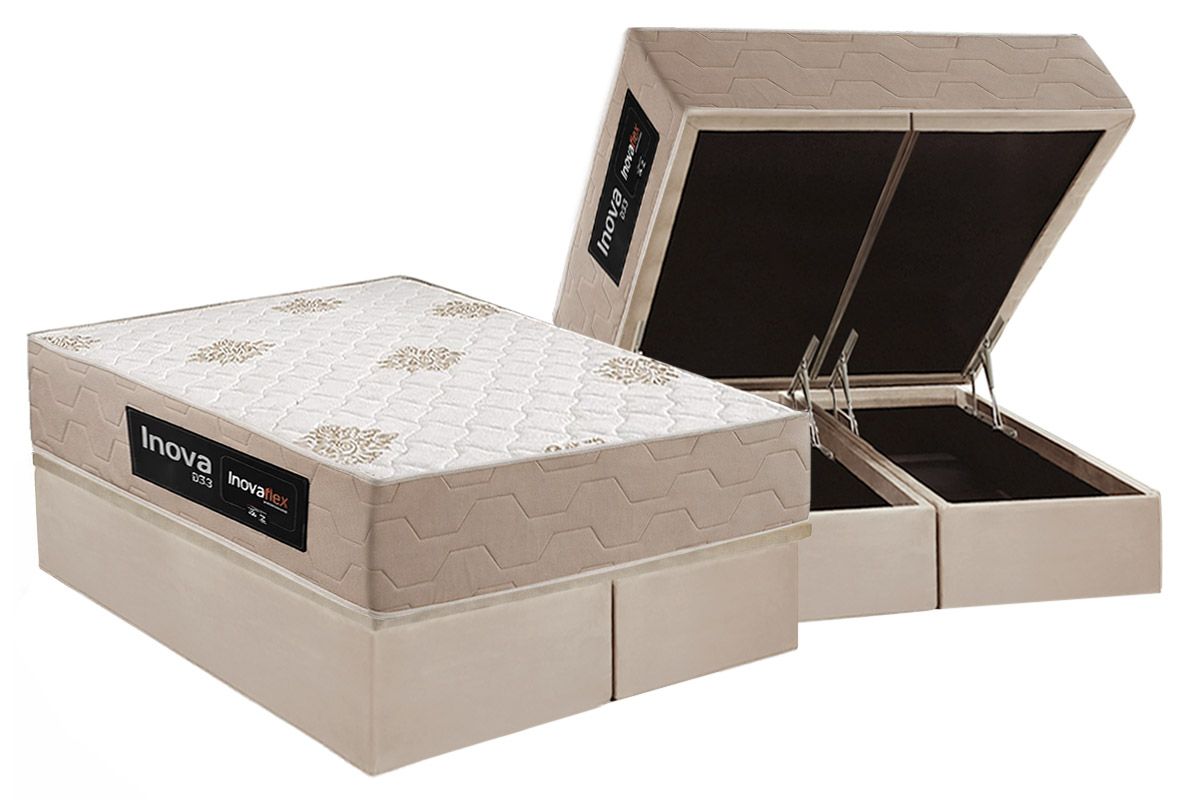 Cama Box Baú CRC +Colchão Ortopédico Plus Inovaflex