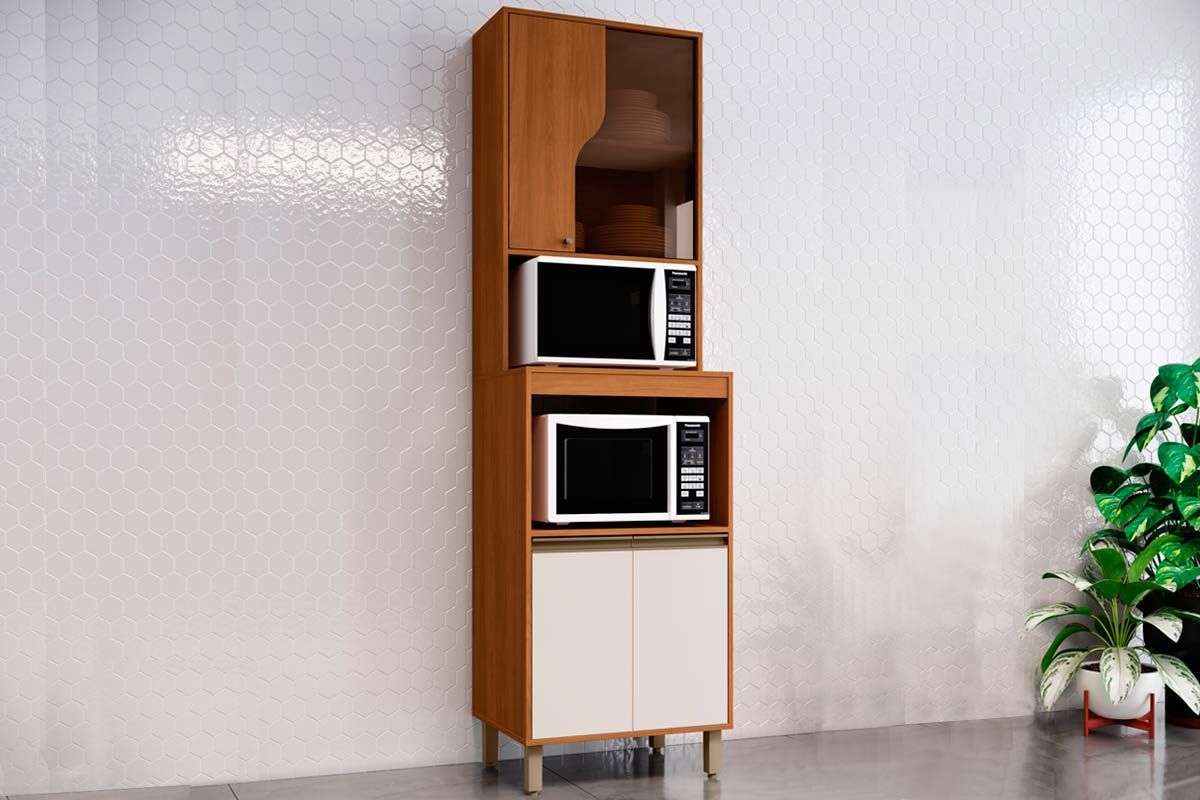 Paneleiro Cozinha Henn Venaly 4 Portas 2 Fornos 50cm Cinamomo/Off White