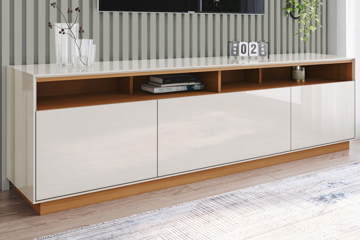 Rack Bancada p/ TV Orion 3 Portas 180cm p/ 80 Polegadas Henn