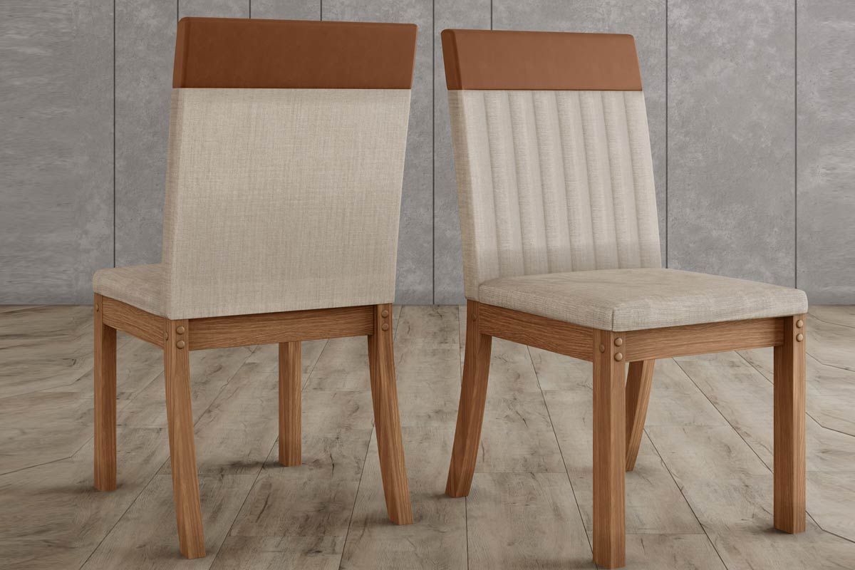 Cadeira Jantar Isa Kit 2 Un Nature/Corano Linho Henn