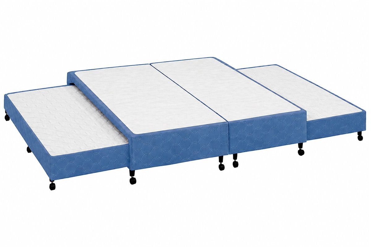 Cama Box c/2 Auxiliares Poli Blue Castor