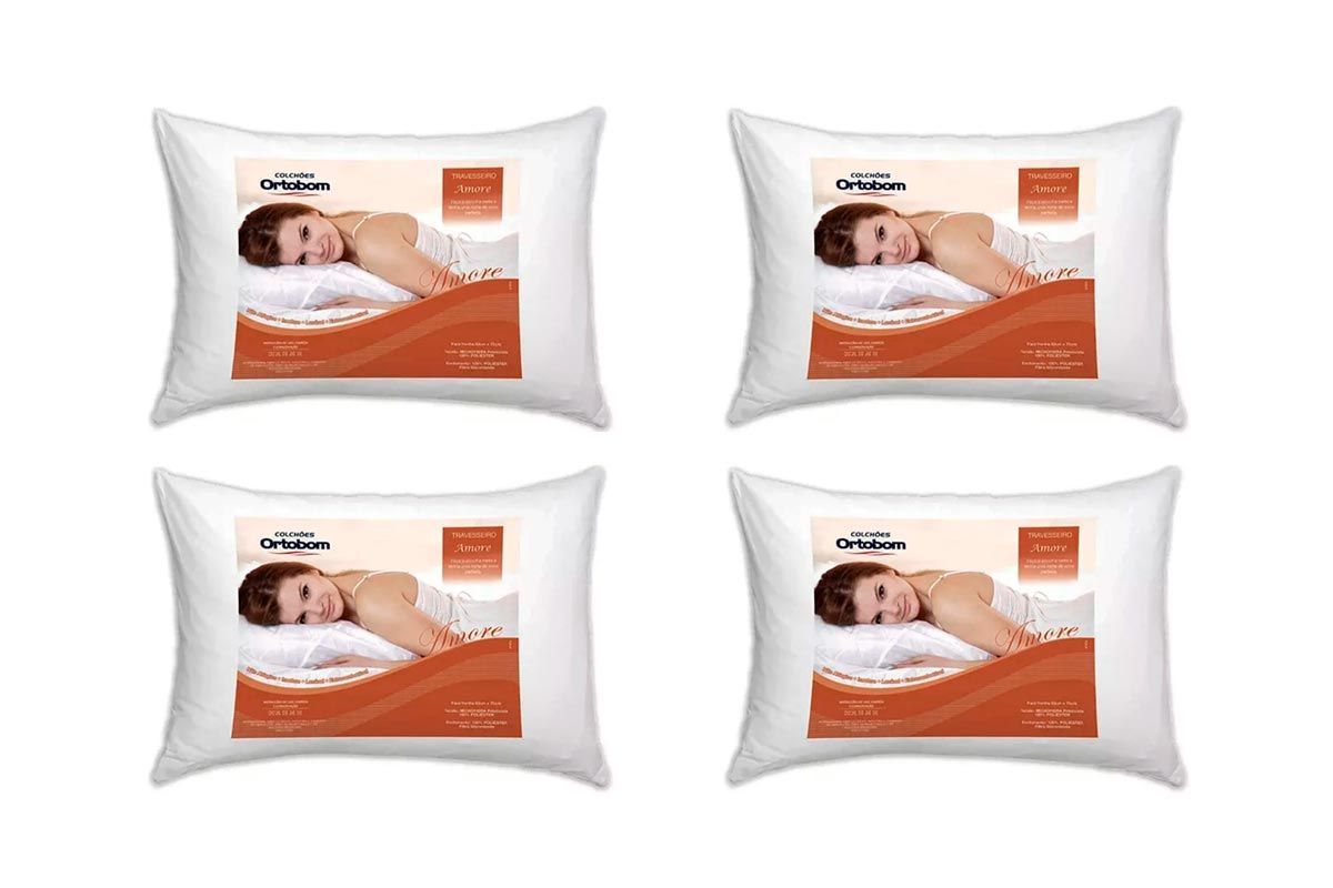 Travesseiro Fibras Pluma Kit 4un Amore Ortobom