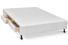 Cama Box Base Castor Poli C/  Gavetas Tecido Branco (Antigo 13510/ Novo 07781)